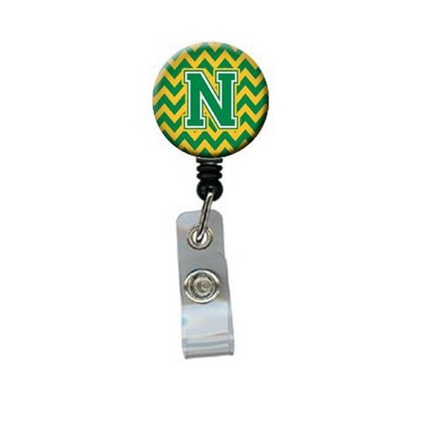 Carolines Treasures Letter N Chevron Green and Gold Retractable Badge Reel CJ1059-NBR